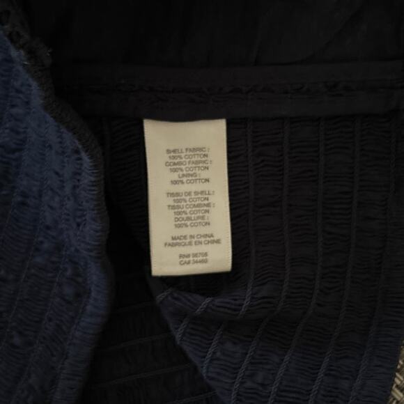 Rebecca Taylor Maise Sheer Smocked Eyelet Navy Blue Cropped Cotton Tank Top 10 - Picture 8 of 9